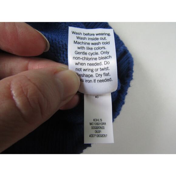 Croft & Barrow Sweater XL Blue Fair Isle Knit Cotton Blend Crew Neck Winter - Picture 5 of 7